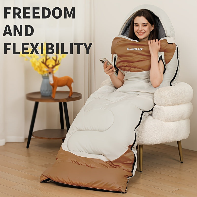 KAIROAD Extra Wide Mummy Sleeping Bag + FREE Accessories (Eye Mask, Earplugs, Square Pillow) - 3 Season, Warm & Cold Weather, Waterproof - The Grand Bazaar of Australia