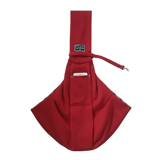 Red Adjustable Pet Sling Carrier Bag - Comfortable and Hands-Free Design - The Grand Bazaar of Australia