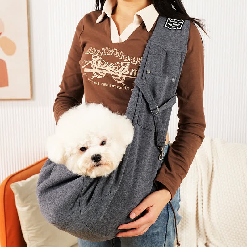 Grey Adjustable Pet Sling Carrier Bag - Comfortable and Hands-Free Design - The Grand Bazaar of Australia