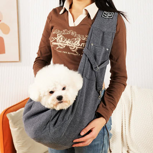 Grey Adjustable Pet Sling Carrier Bag - Comfortable and Hands-Free Design - The Grand Bazaar of Australia