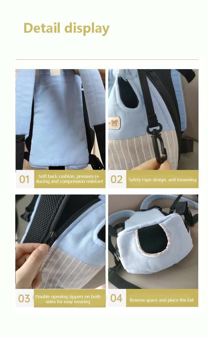 Size S Beige-Brown Patchwork Pet Backpack Dog Carrier Cat Travel Bag - Breathable, Portable & Hands-Free Four-Leg Design - The Grand Bazaar of Australia