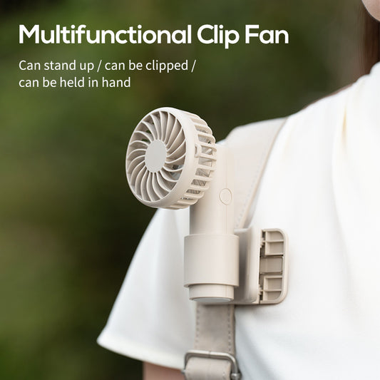 White Portable Multifunctional Clip Fan DQ261 - 1000mAh Battery, 3-Speed, Quiet Cooling for Summer