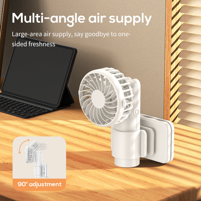 White Portable Multifunctional Clip Fan DQ261 - 1000mAh Battery, 3-Speed, Quiet Cooling for Summer