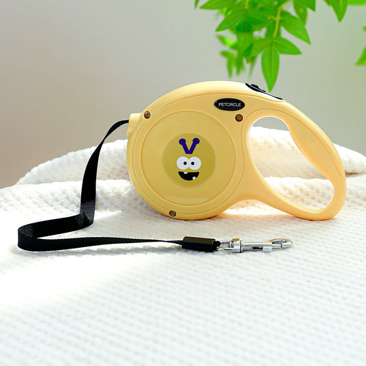 Yellow Monster 5m Cartoon Retractable Dog Leash for Golden Retriever & Poodle Puppies - Durable, Tangle-Free Pet Walking Essential - The Grand Bazaar of Australia