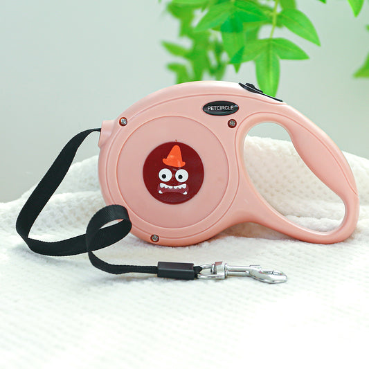 Pink Monster 5m Cartoon Retractable Dog Leash for Golden Retriever & Poodle Puppies - Durable, Tangle-Free Pet Walking Essential - The Grand Bazaar of Australia