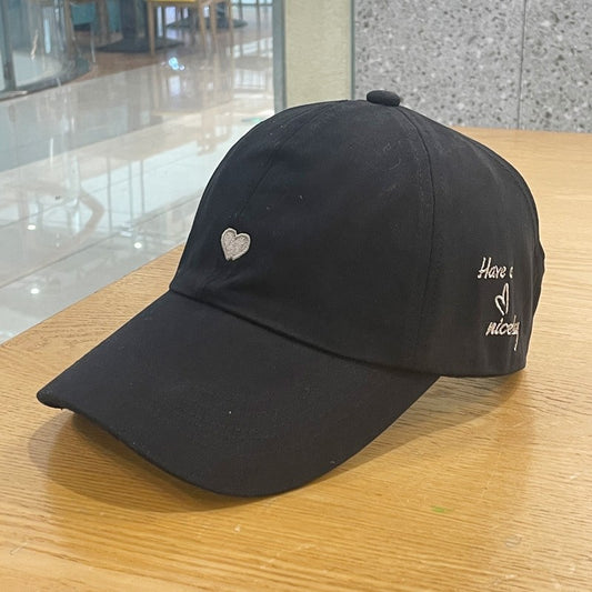 Black Stylish Ponytail Opening Baseball Cap - Have a Nice Day" Embroidery"