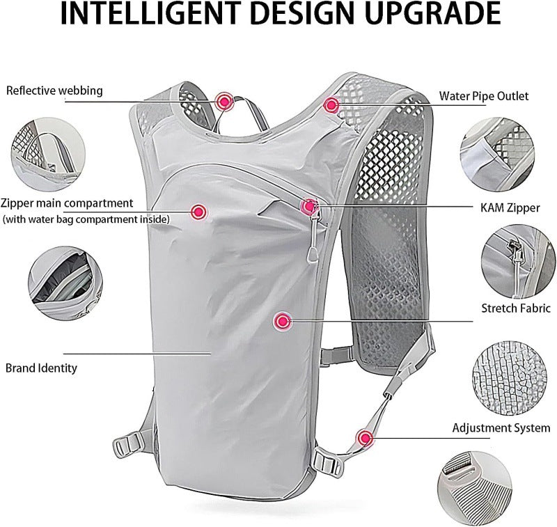 Black Lightweight Hydration Vest Pack - Breathable Running & Cycling Backpack