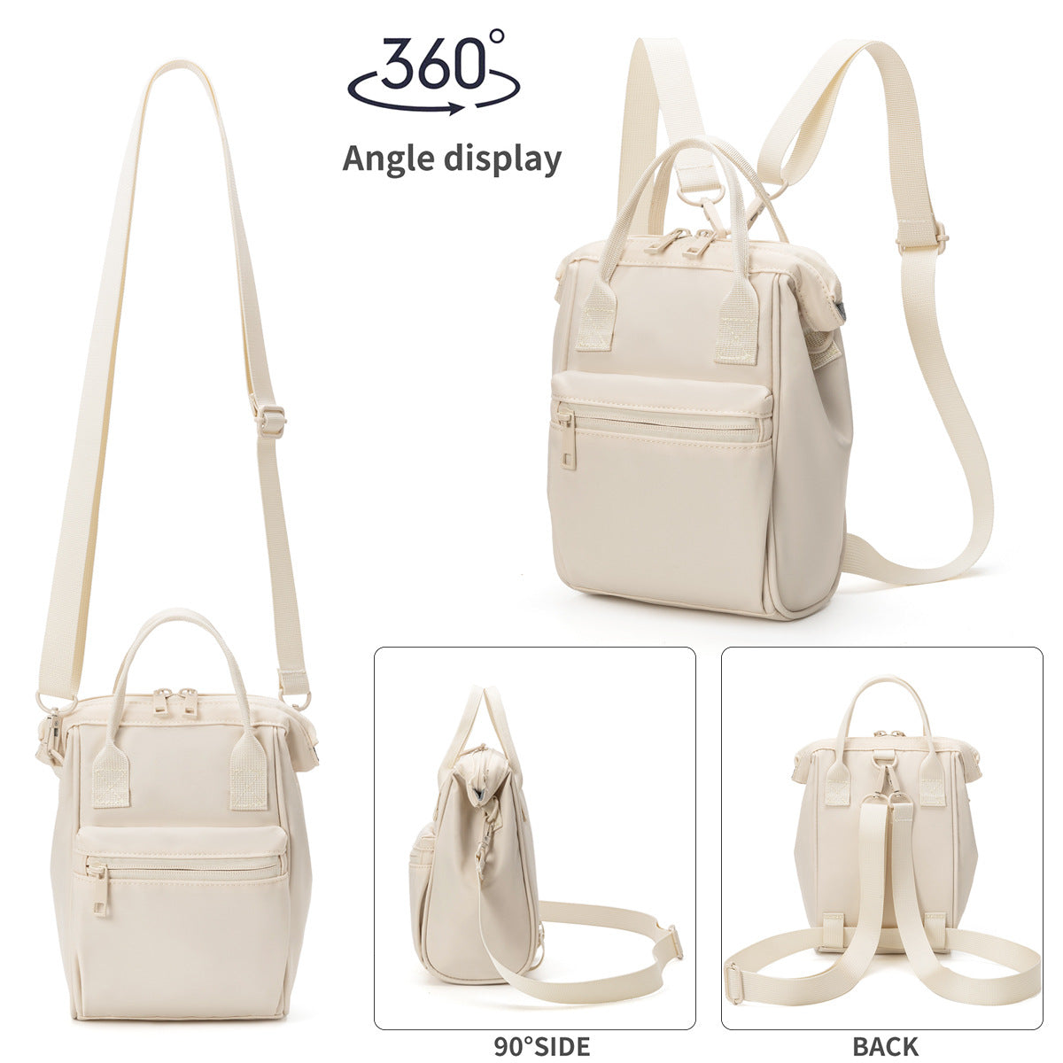 Pink Mini Waterproof Oxford Backpack - Lightweight 263g Travel Crossbody Bag with Adjustable Straps