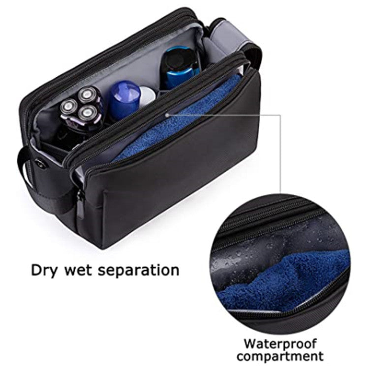 Black Stylish Waterproof Travel Toiletry Bag Organizer - Large Capacity Shaving Kit & Makeup Case(Makeup is a prop for shooting and is not included)