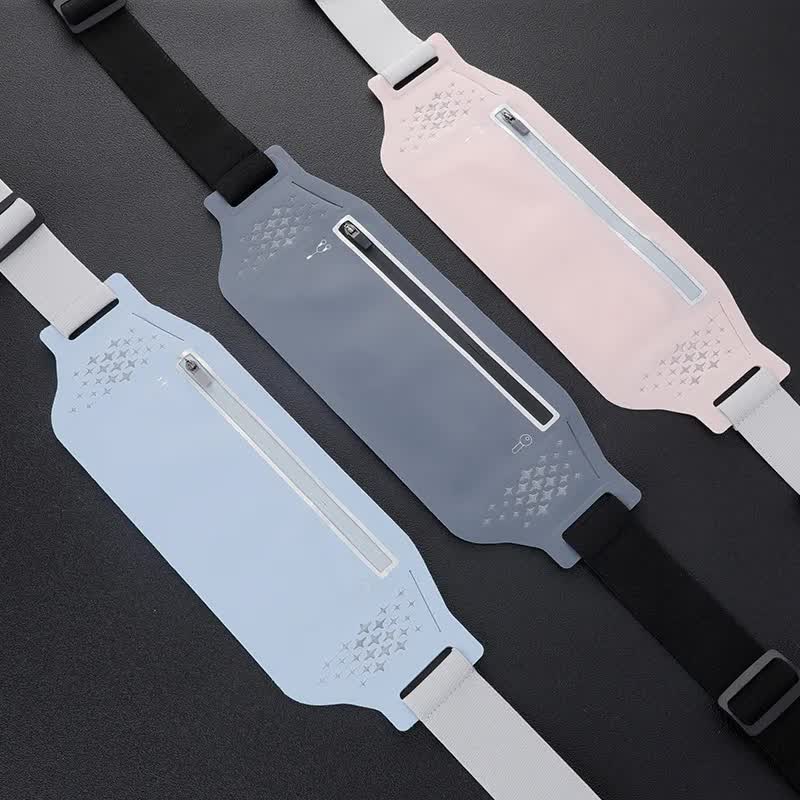 2 Pcs Light Blue Lightweight Women's Running Waist Bag - Splash-Proof Fitness Belt with Stretchable Phone Storage