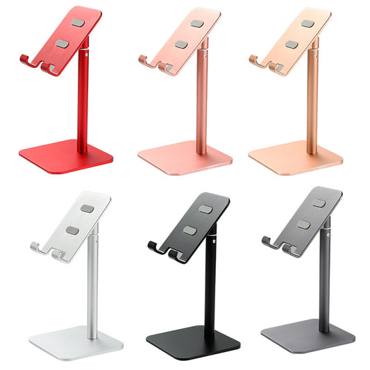 Silver Adjustable Aluminum Alloy Phone and Tablet Stand - Telescopic Desktop Holder for Live Streaming and Hands-Free Use