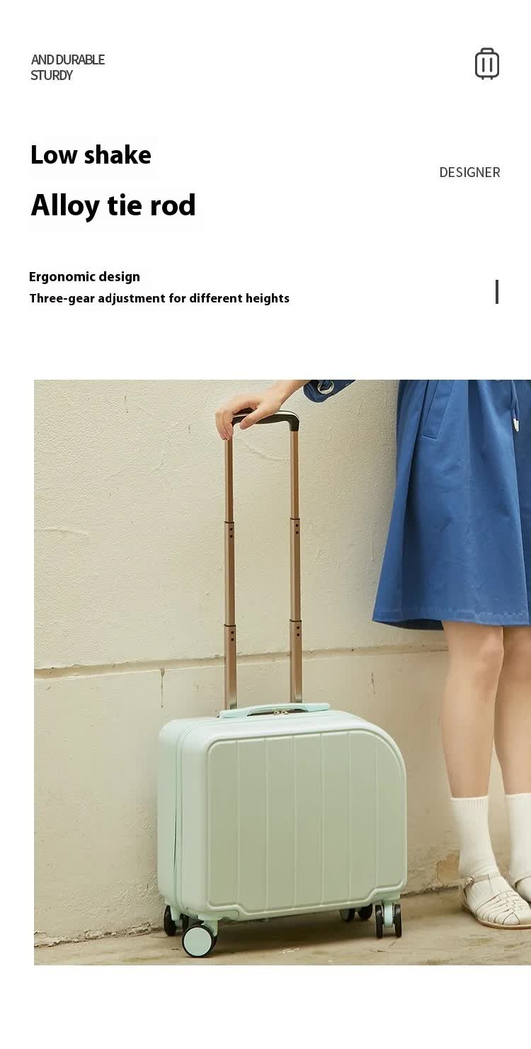 Black Compact 18-Inch Carry-On Suitcase | Lightweight ABS Hardside Spinner Luggage