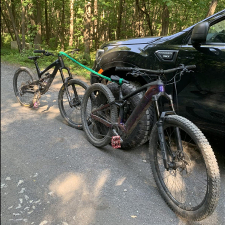 Red MTB Bicycle Tow Rope - Bungee Tow Strap for Kids & Family Cycling Uphill Assist