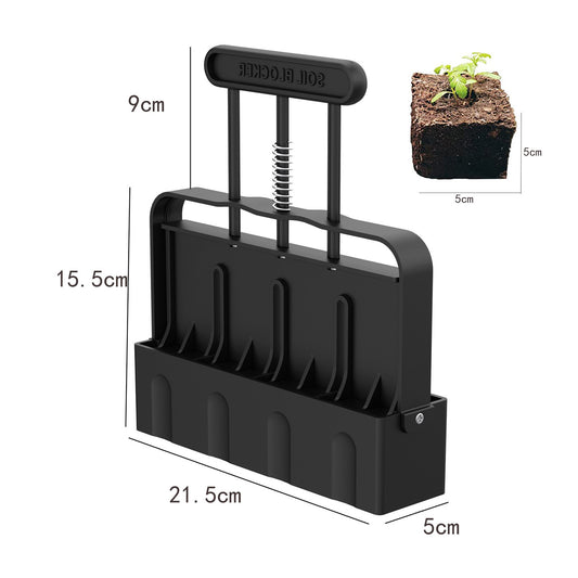 Black Manual Soil Blocker Tool - 5 x 5cm Block Maker for Seed Starting
