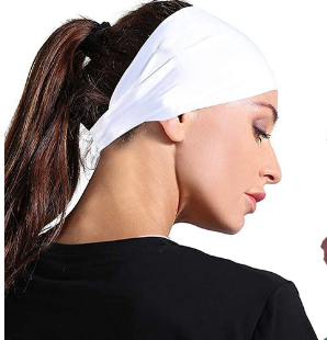 Camouflage Blue 5-Pack Wide Sports Headbands for Women - Non-Slip Yoga Headwraps with Sweat-Wicking Fabric (88% Nylon+12% Spandex)