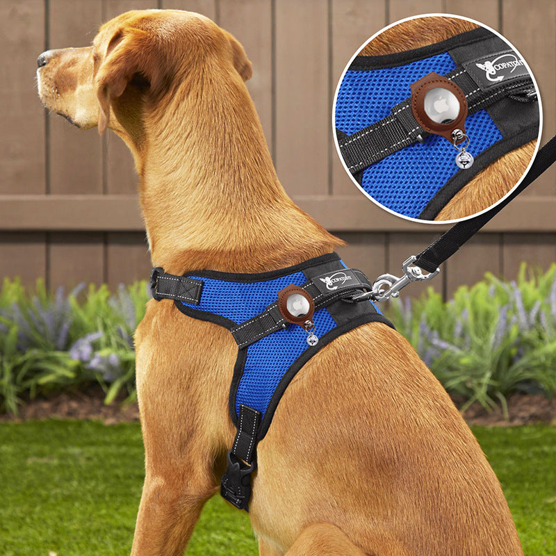 S Khaki Secure Nylon Dog Collar with Built-in Apple AirTag (not included) Holder Case - Pet Tracker Accessory