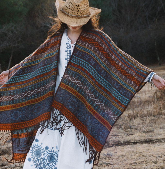 Red Elegant Jacquard Knit Shawl Wrap - Versatile Oversized Scarf (150cm x 130cm)