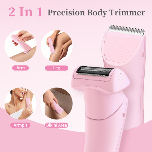 Pink 2-in Women's Electric Body & Bikini Trimmer Kit - Painless Ultra-Close Shaver