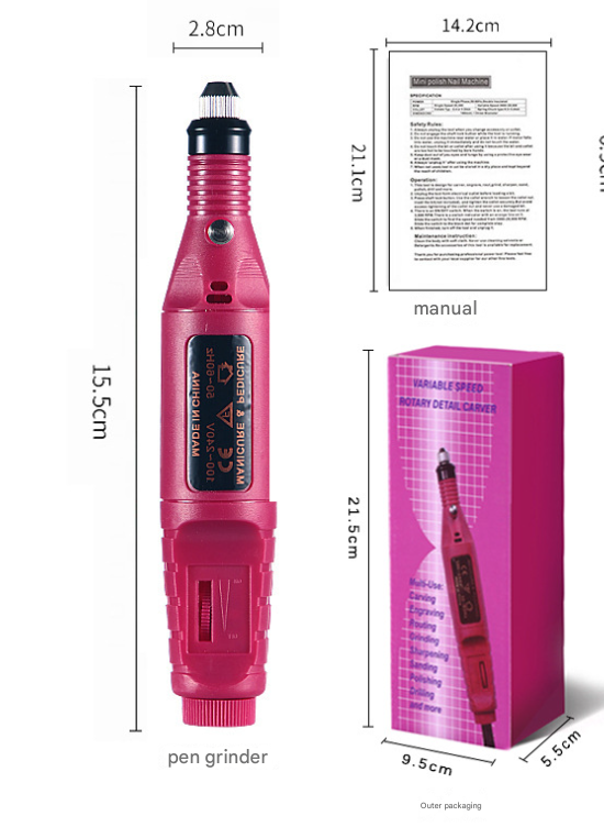 Long Grinding Needles (7-in-1) Electric Nail Drill Kit - USB Manicure Pedicure Polishing & Shaping Tool Set
