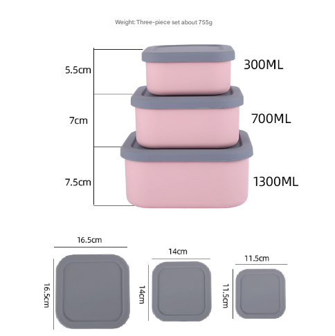 Purple 3-Piece Stackable Silicone Food Storage Container Set - Microwave Safe Lunch Boxes (300/700/1300ml)