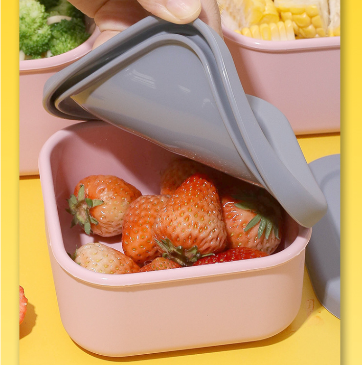 Purple 3-Piece Stackable Silicone Food Storage Container Set - Microwave Safe Lunch Boxes (300/700/1300ml)