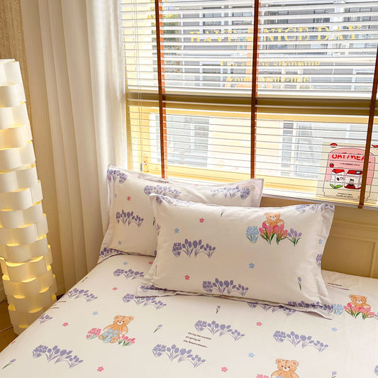 Coco Bear 100% Cotton Pillowcase Set (Pack of 2) - Breathable Standard Size 48x74cm Pure Cotton Pillow Covers