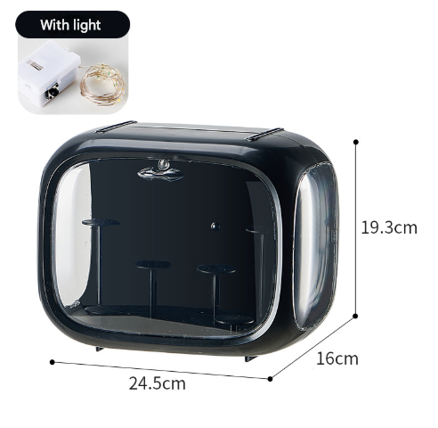Black With Lamp Wall Mount & Desktop Blind Box Display Case - Clear Dustproof Storage Organizer for Collectibles & Figures