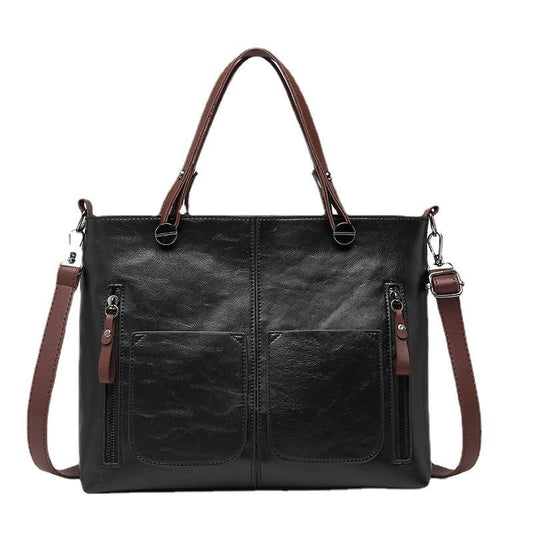 Versatile BLACK Tote with Detachable Strap - Ideal for Travel