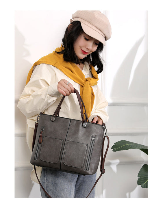 Versatile Gery Tote with Detachable Strap - Ideal for Travel