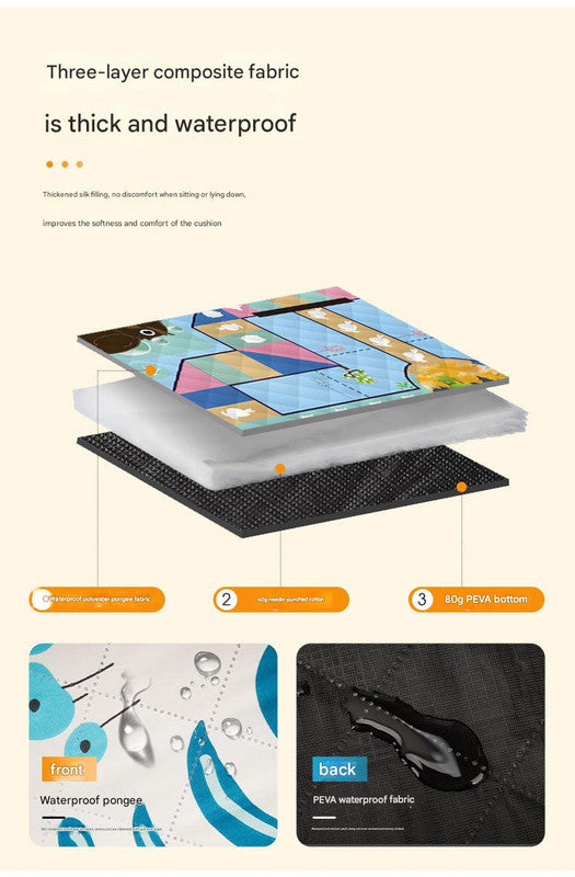 Waterproof Foldable Picnic Blanket with Little Frog Print- 200x200cm