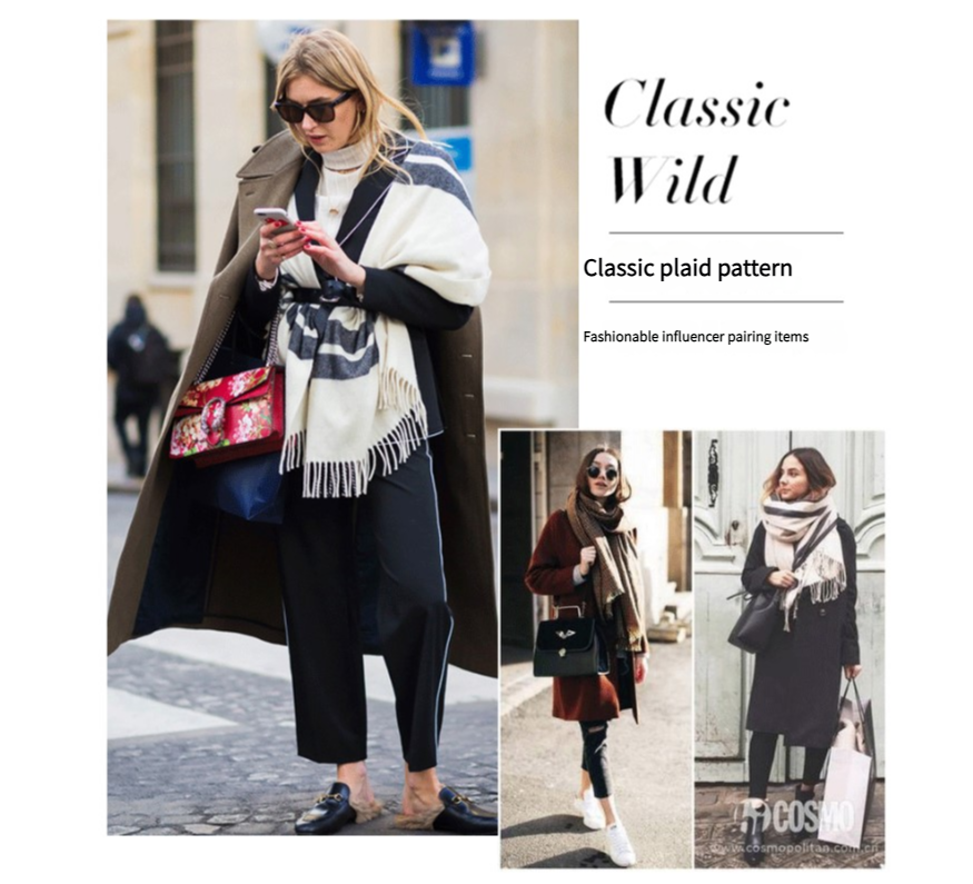Cozy Color Block Fringe Scarf - Camel for Fall and Winter