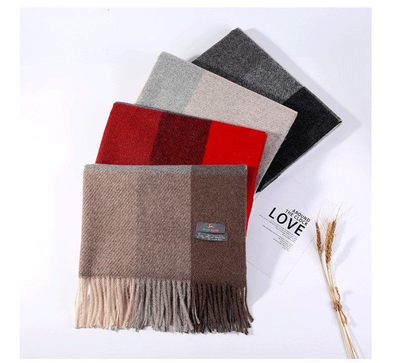 Cozy Color Block Fringe Scarf - Camel for Fall and Winter