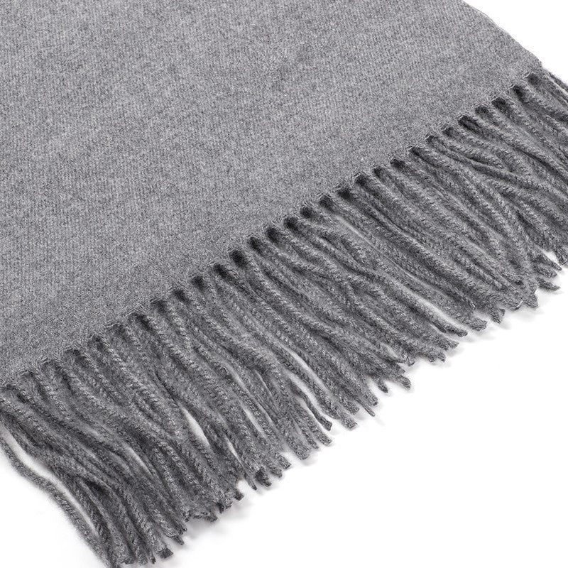 Luxury Cashmere Blend Scarf, Large 200x70cm Fringed Scarf (Light Taro)