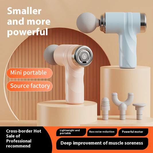 Light Green Mini Portable Massage Gun - Deep Tissue 6mm Relief with 4 Massage Heads and Bass Noise Cancellation