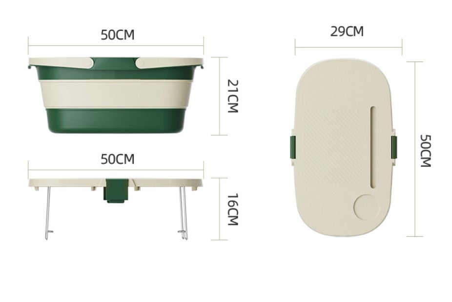 Foldable Picnic Basket with Tray - 16.5L Capacity, White Green, Perfect for Camping and Outdoor Gatherings