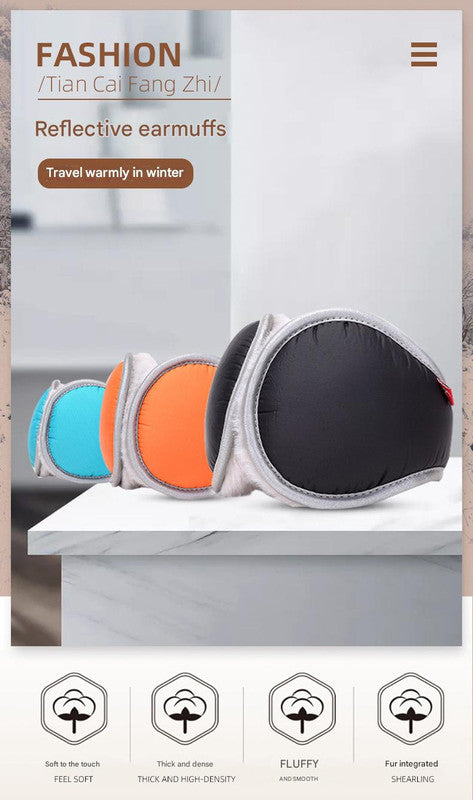 Light blue Winter Comfort Folding Earmuffs - Soft Fleece, Windproof and Waterproof