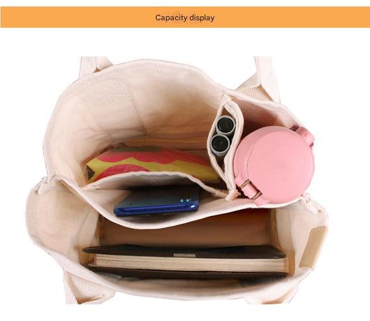 Gray Canvas Lunch Tote Bag - Stylish Handbag with Multiple Compartments for Women