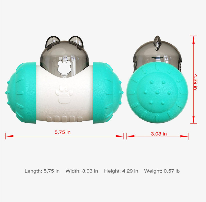 Pet Tumbler Treat Dispenser Ball��Interactive Feeding Toy for Dogs and Cats(Green and white)