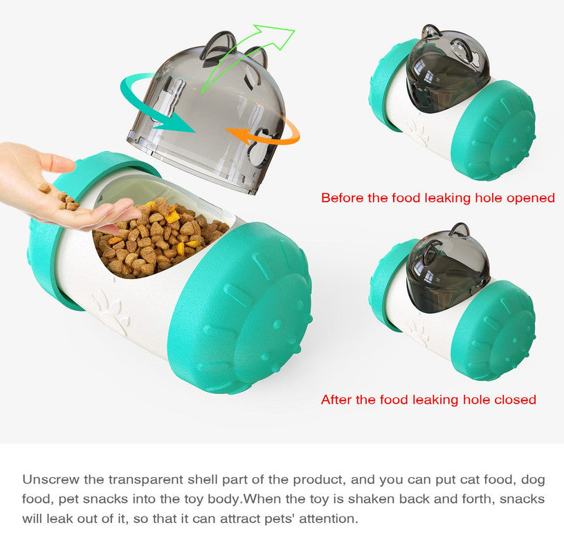 Pet Tumbler Treat Dispenser Ball��Interactive Feeding Toy for Dogs and Cats(Pink and white)