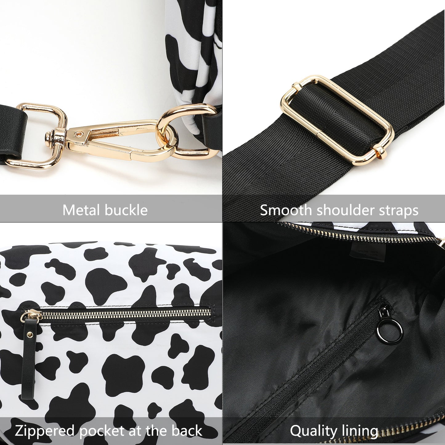 Oxford Cloth Crossbody Bag,Large Capacity Shell-Shaped Fanny Pack with Adjustable Strap(Khaki plaid)