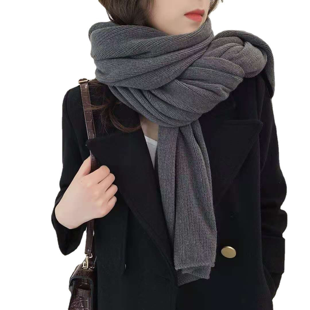 Red Imitation Cashmere Solid Scarf - Warm Winter Shawl for Men and Women