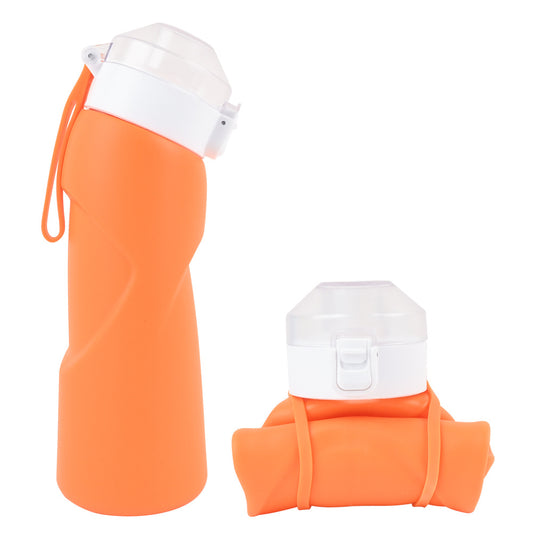 Orange Collapsible Silicone Water Bottle - Portable Large Capacity Outdoor Hiking Flask