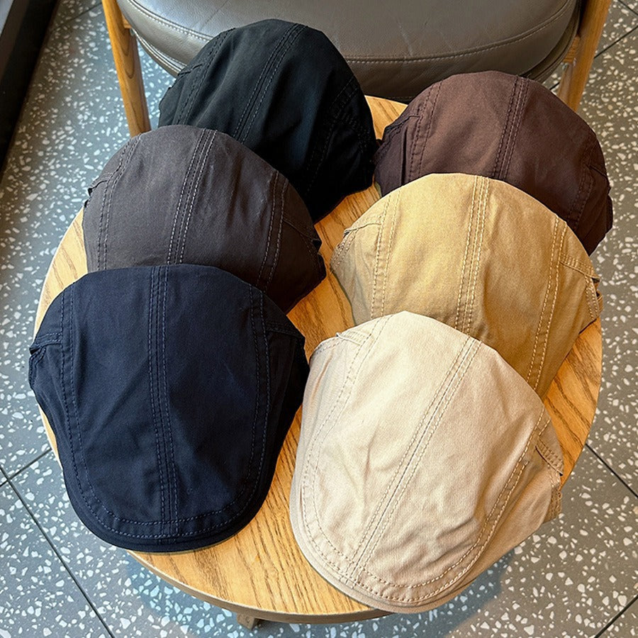 Retro Newsboy Cap - Unisex Vintage Flat Beret with Visor(Apricot )