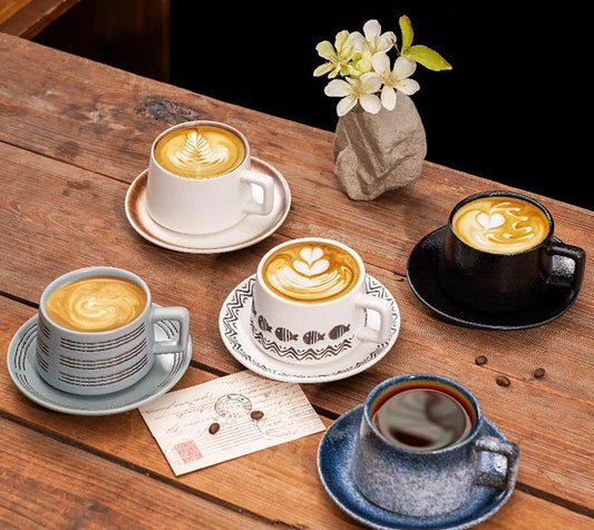 Vintage Ceramic Coffee Cup and Saucer Set - Elegant Afternoon Tea Set(Daisy Blue)