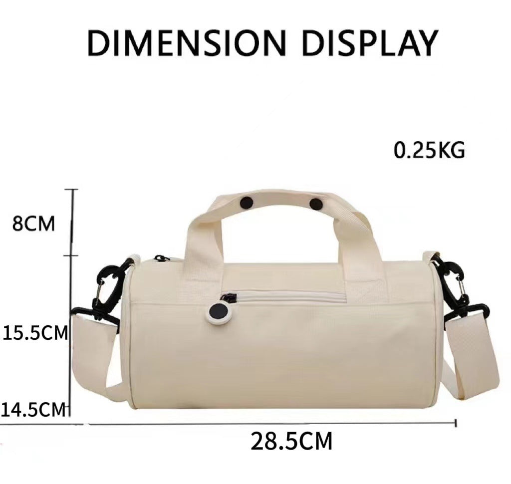 Waterproof Oxford Cylindrical Travel Bag - Large Capacity Handbag with Shoulder Strap(Black)