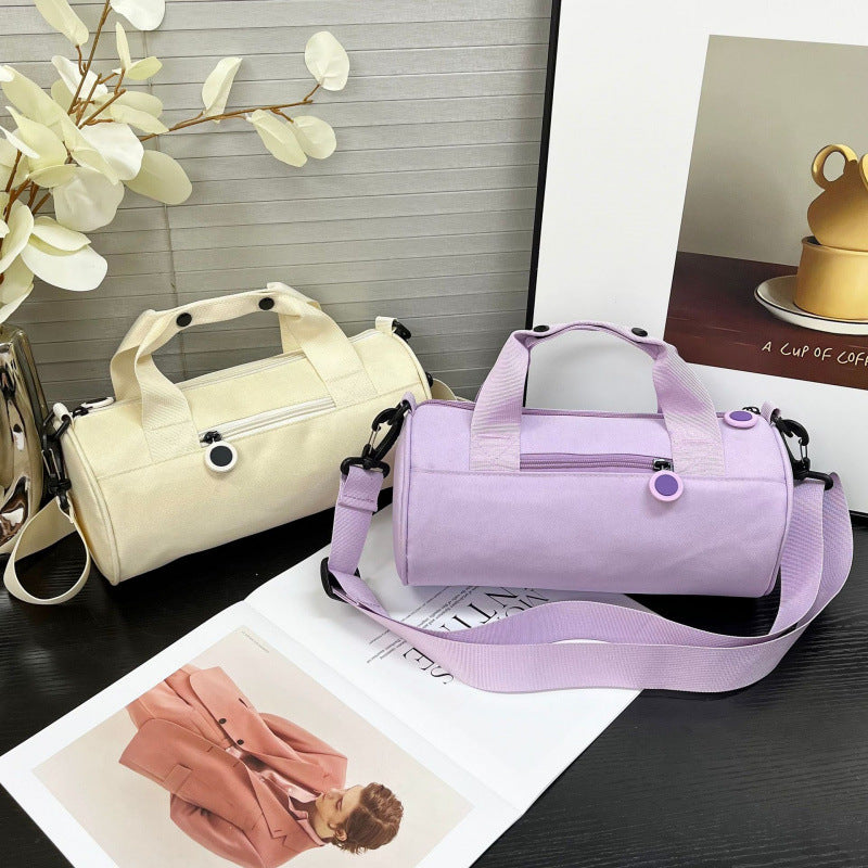 Waterproof Oxford Cylindrical Travel Bag - Large Capacity Handbag with Shoulder Strap(Peach)