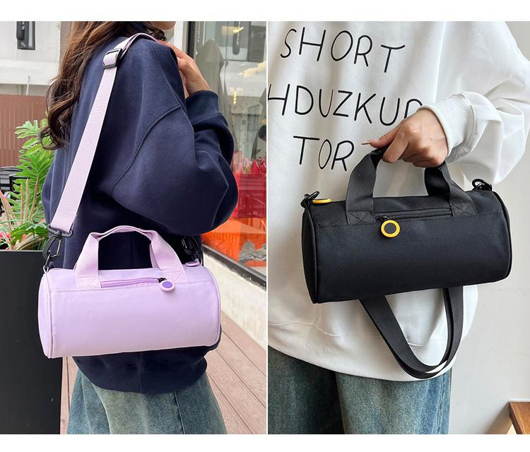 Waterproof Oxford Cylindrical Travel Bag - Large Capacity Handbag with Shoulder Strap(Light Purple)