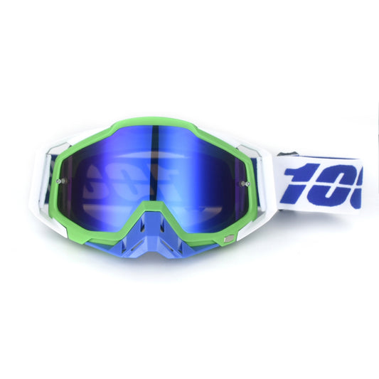 Green and blue Motorcycle Goggles - UV-Protective Anti-Dust Riding Glasses for Outdoor Sports(blue lenses)