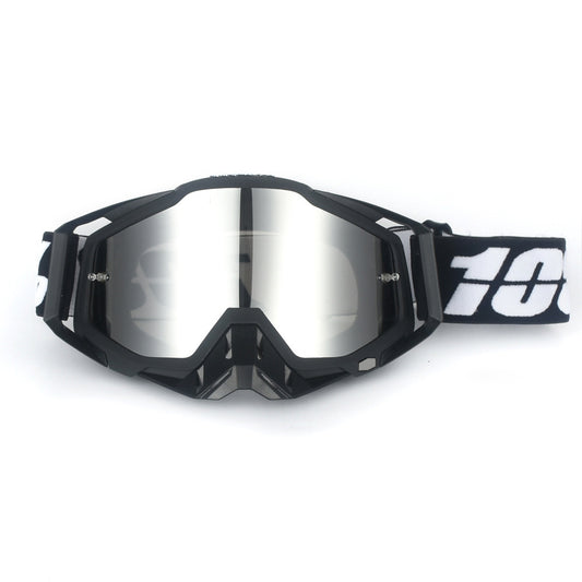 Pure black Motorcycle Goggles - UV-Protective Anti-Dust Riding Glasses for Outdoor Sports(silver lenses)