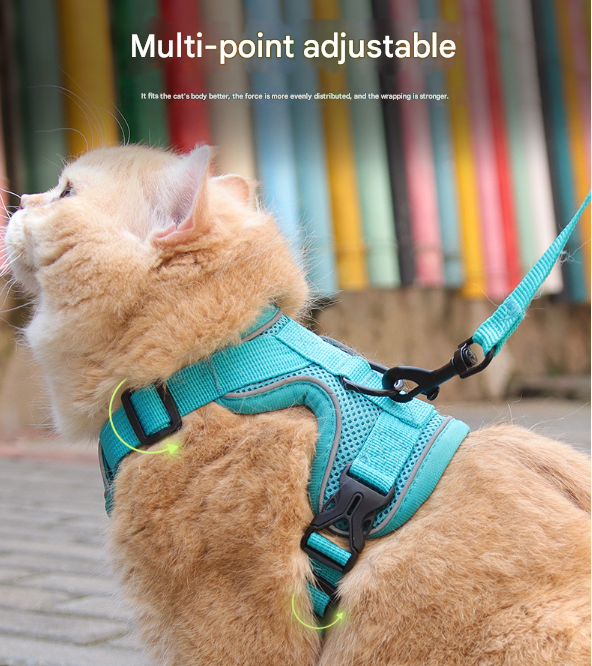 Grey Reflective Mesh Dog Harness and Leash Set - Adjustable No-Pull Vest - M